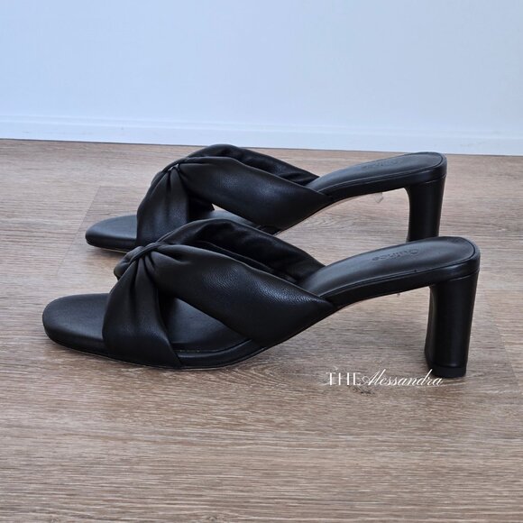 Quince Italian Leather Twist Mid Heel Mule Black Size 8 New In Box MSRP $79.90 - Picture 8 of 16